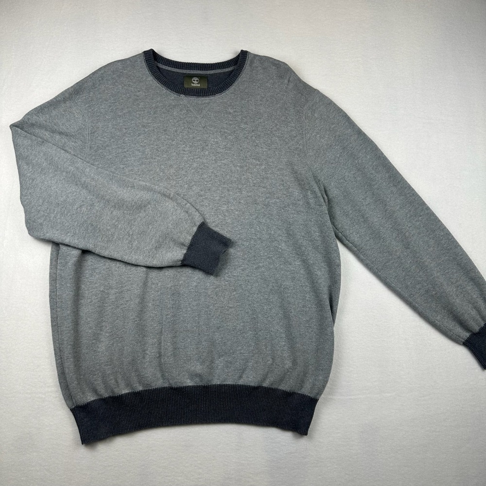 Timberland Sweater Mens XXL Gray Cotton Pullover Crewneck Casual Preppy Classic